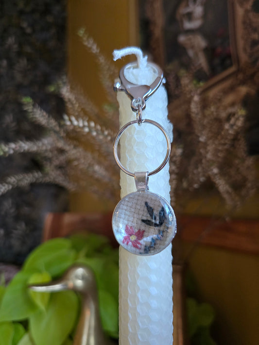 A Tender Touch - Vintage Cross Stitch Keychain